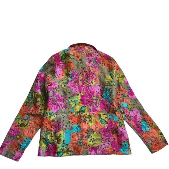Trisha Tyler Blouse Top Womens Large Petite Floral Button Front Sheet Careerwear - Picture 3 of 6